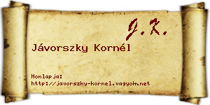 Jávorszky Kornél névjegykártya